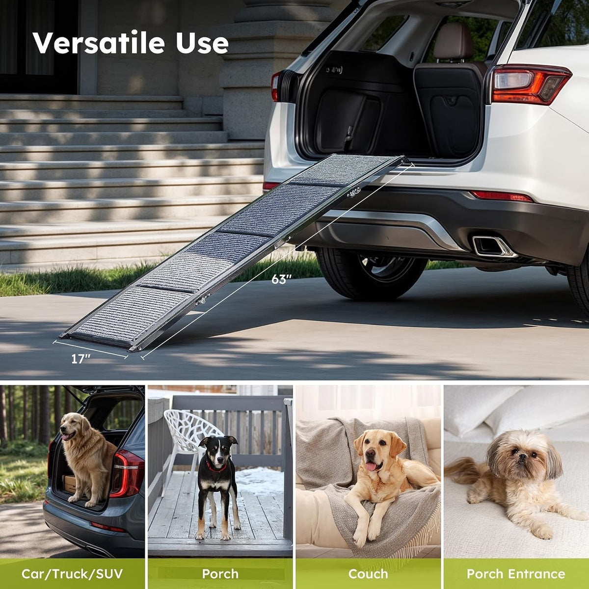 Dog Ramp Car Folding Pet Ramp 160x44cm Non Slip Aluminium 90kg SUV Boot Portable