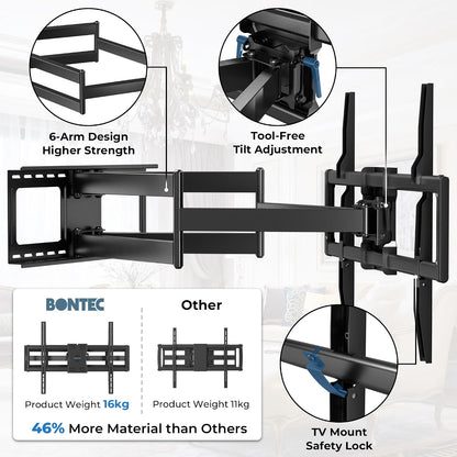 TV Wall Mount Bracket 60-110in 125kg VESA 800x600 Full Motion 1016mm Arm Black