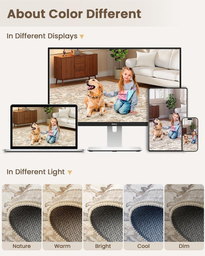 Vintage Beige Rug Washable Non Slip 300x400cm Living Room Bedroom Carpet Mat
