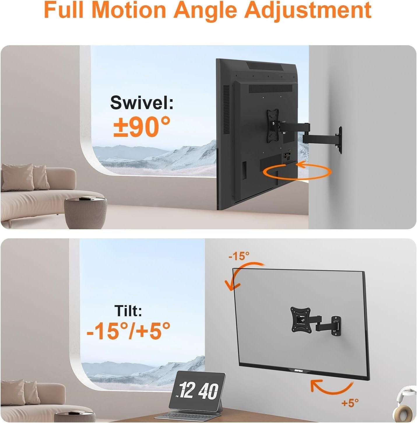 GRIFEMA TV Wall Bracket for 10-27 inch TVs TV Wall Mount for Flat & Curved TVs