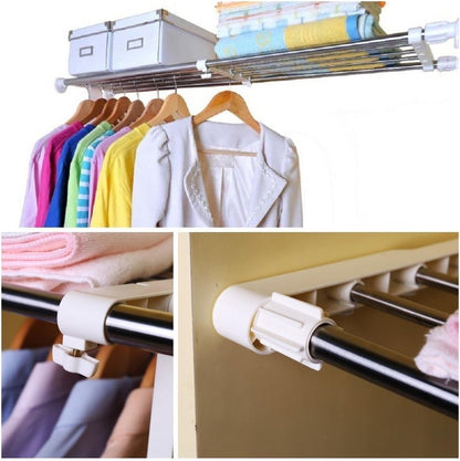 Adjustable Wardrobe Shelf 60-80cm Telescopic Closet Tension Storage Rack Heavy