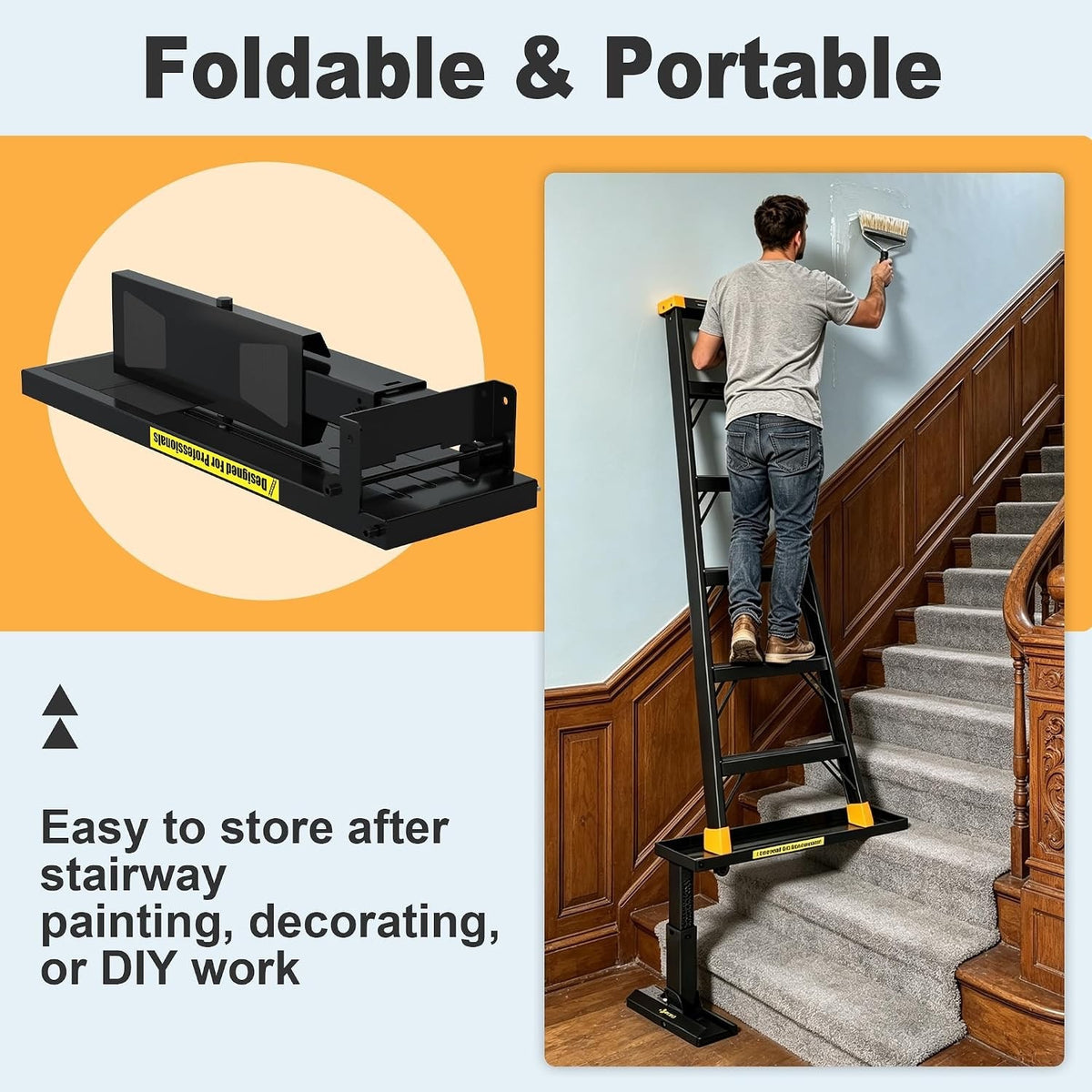 Ladder Leveler Stairs Foldable Extender 11.8-18in 800lb Steel Non-Slip Black