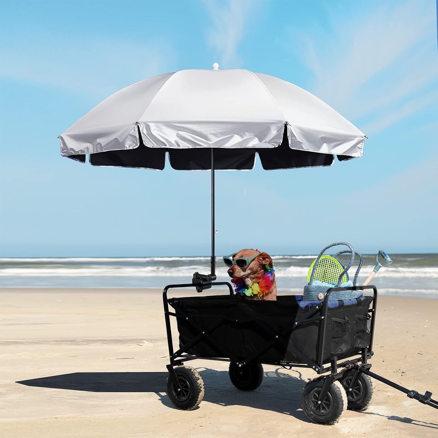 Clamp Umbrella Beach Chair UPF50 Adjustable Shade Stroller Wheelchair Parasol