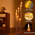 MYOYAY 4 Sets Gold 7-Arm Floor Candelabra Metal Candle Holders with Lampshades