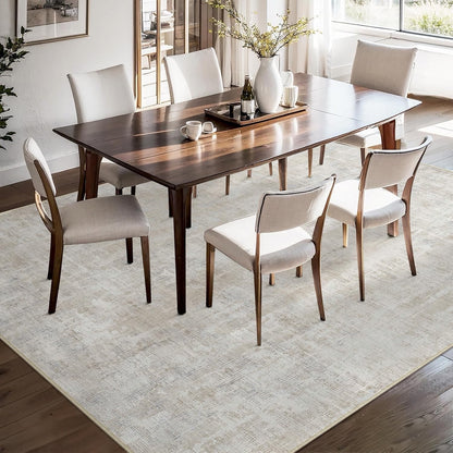 Large Area Rug Carpet 200x300cm Washable Non Slip Beige Abstract Living Room