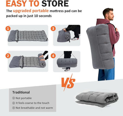 Camping Bed Folding Cot Adult Grey Cushion Portable Carry Bag 450lbs Travel