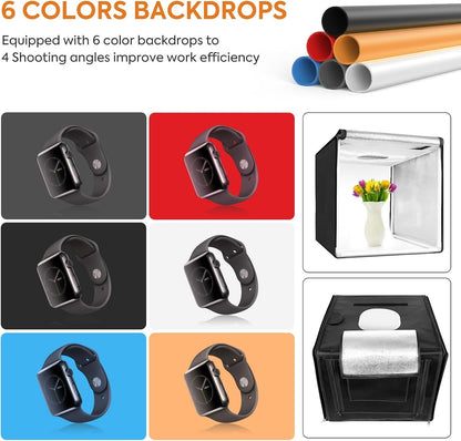 Photo Light Box Studio Tent 60x60cm Bi-Color Dimmable LED Product Backdrops