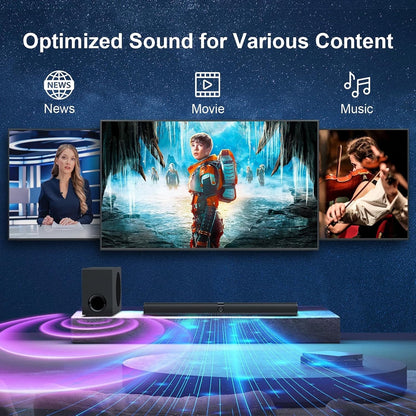 TV Soundbar Subwoofer Speaker 110W Bluetooth 5.3 Detachable 2.0CH ARC Optical