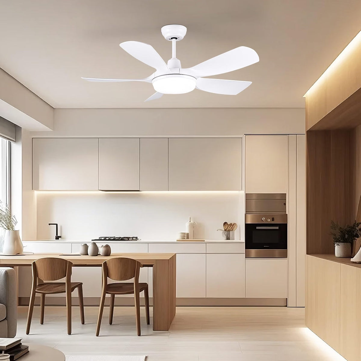 Ceiling Fan Light Remote 30in White 5 Blade Reversible Dimmable LED Sleep Mode