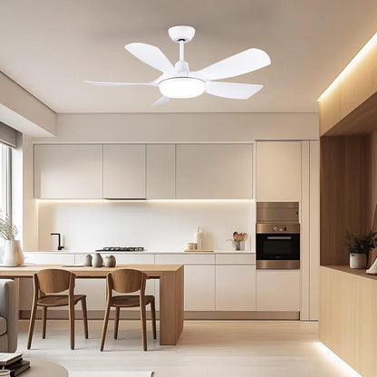 Ceiling Fan Light Remote 30in White 5 Blade Reversible Dimmable LED Sleep Mode