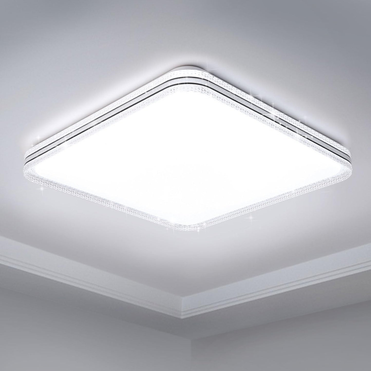 LED Ceiling Light Square Black Edge 6500K Cool White Flush Mount Modern