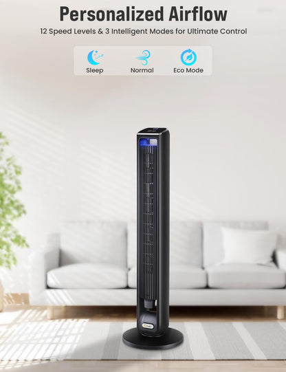 Smart Tower Fan 42in WiFi Alexa 12 Speed 4 Modes 120° Oscillation EcoNour