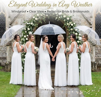 Wedding Umbrellas Clear Dome Transparent 16 Pack 95cm White Handle Bridal Party