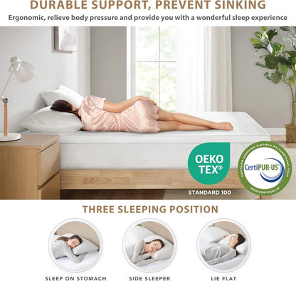 Memory Foam Mattress Topper Super King 5cm Anti Slip Washable Cover 180x200cm