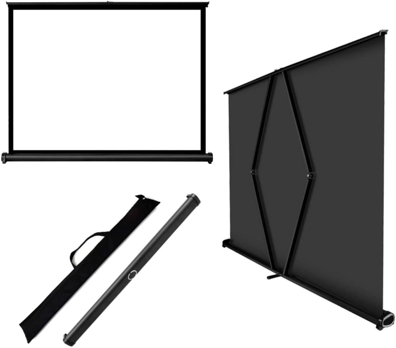 50 Inch Portable Projector Screen 16:9 Tabletop Retractable Indoor Outdoor