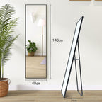 140x40cm Full Length Floor Mirror Black Aluminum Frame Freestanding Wall Decor