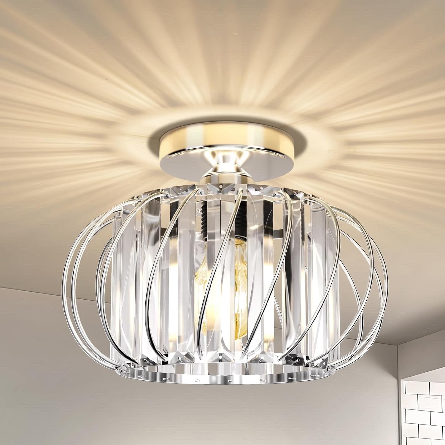 Modern LED Crystal Ceiling Light Chandelier Chrome Living Room Bedroom