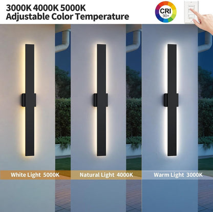 LED Outdoor Wall Light 100CM 2 Pack Dimmable IP65 Waterproof Exterior Black