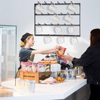 Wall Mounted Mug Holder 4 Tier Wrought Iron Coffee Cup Rack Black