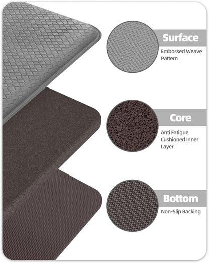 Kitchen Floor Mat Runner Anti Fatigue 60x180cm Grey Non Slip Waterproof PVC