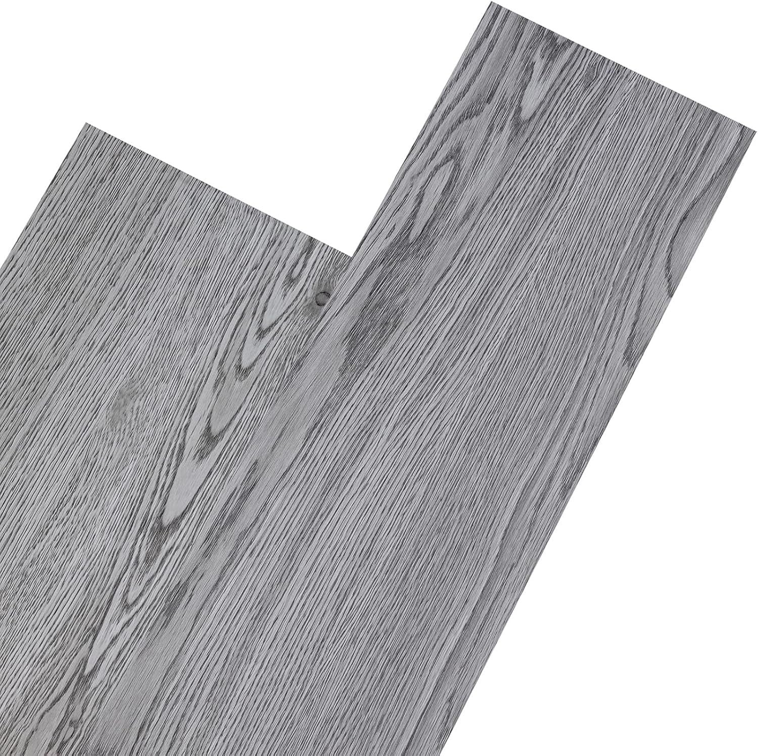 Peel and Stick Vinyl Flooring Tiles 2mm Thick 1m² Washed Grey Wood Effect