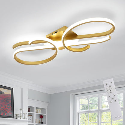 LED Ceiling Light Dimmable Remote 29W Gold 55x20cm Modern Music Design 3250LM