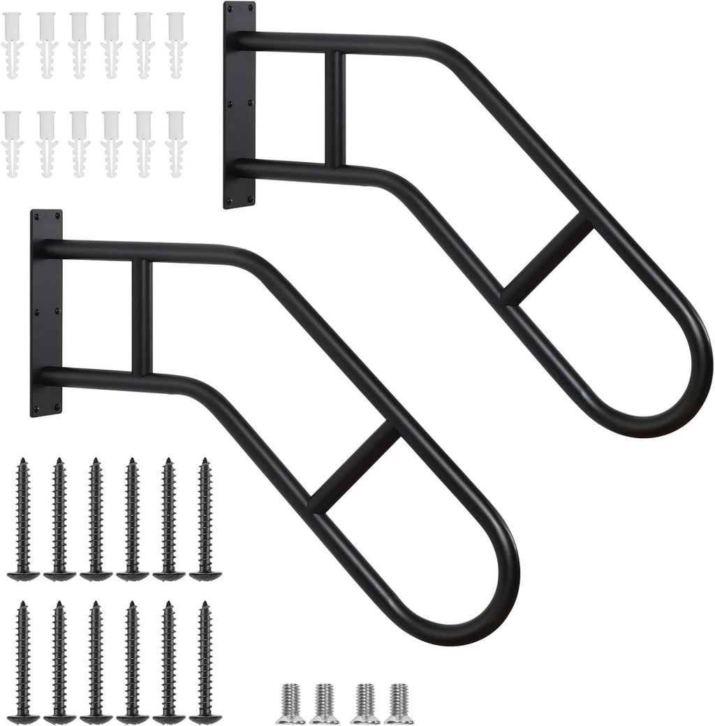 Outdoor Stair Handrail 2 Pack Wall Mount Rail for 1-3 Steps Safety Support