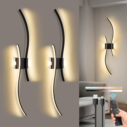 Rechargeable Wall Sconce Lights 100cm Wireless Set of 2 Remote Control Dimmable