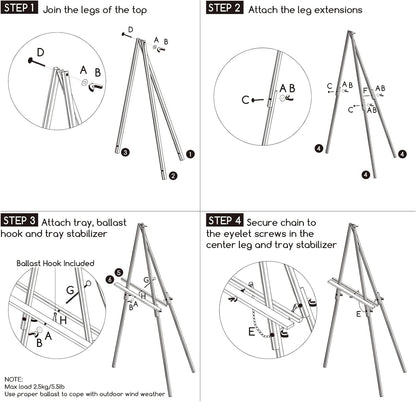 Wooden Easel Stand Tripod Display Sign Holder Wedding Poster Board Black