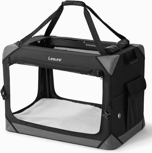Lesure Dog Travel Crate Large Pet Soft Sided Carriers Outdoor 71x51x51 cm