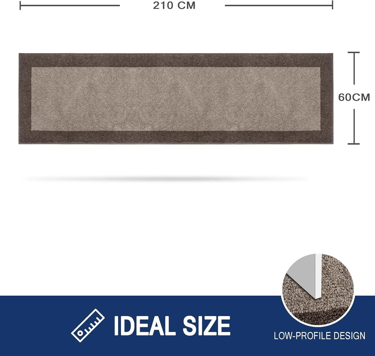 Door Mat Dirt Trapper Runner Rug 60x210cm Beige Non Slip Washable Indoor Hallway