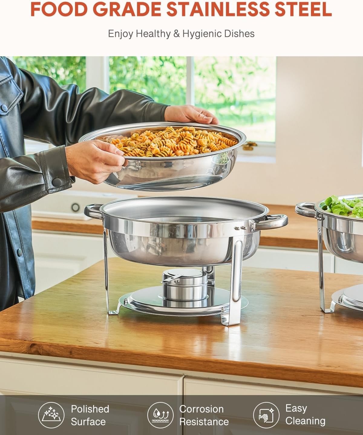 4pc Stainless Steel Chafing Dish Set 5L Round Buffet Food Warmers