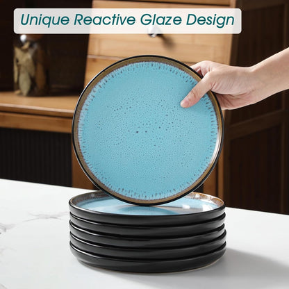 Dinner Set Stoneware 15 Piece Reactive Glaze Plates Bowls Blue Service