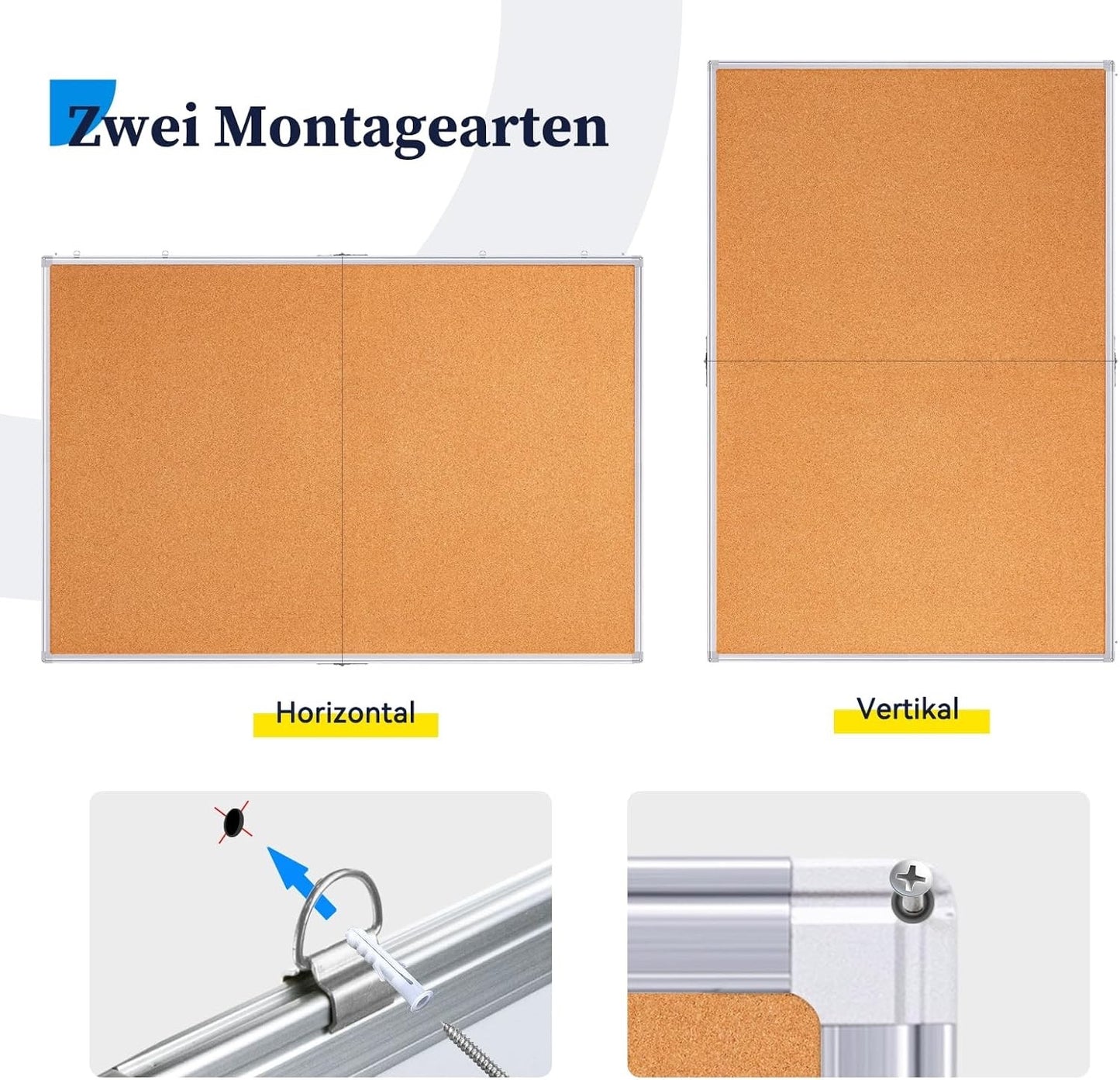 Cork Pin Board 90x150cm Large Notice Board Aluminium Frame w Push Pins