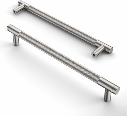 Cabinet Handles Drawer Pulls 320mm Knurled Brushed Satin Nickel 10 Pack Kitchen