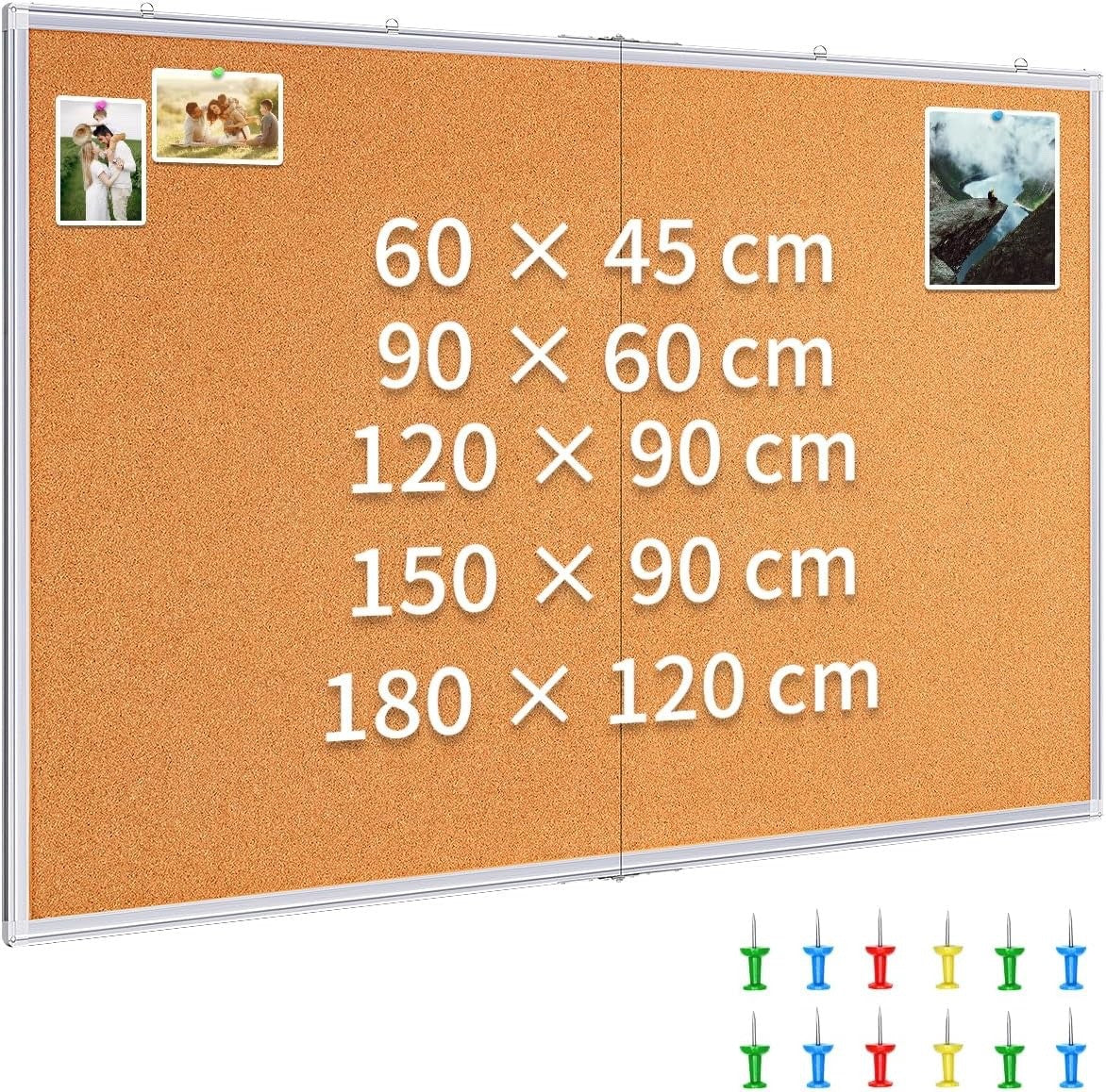 Cork Pin Board 90x150cm Large Notice Board Aluminium Frame w Push Pins