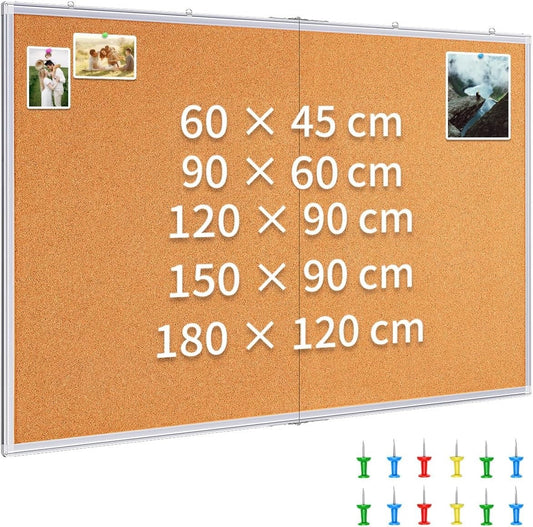 Cork Pin Board 90x150cm Large Notice Board Aluminium Frame w Push Pins