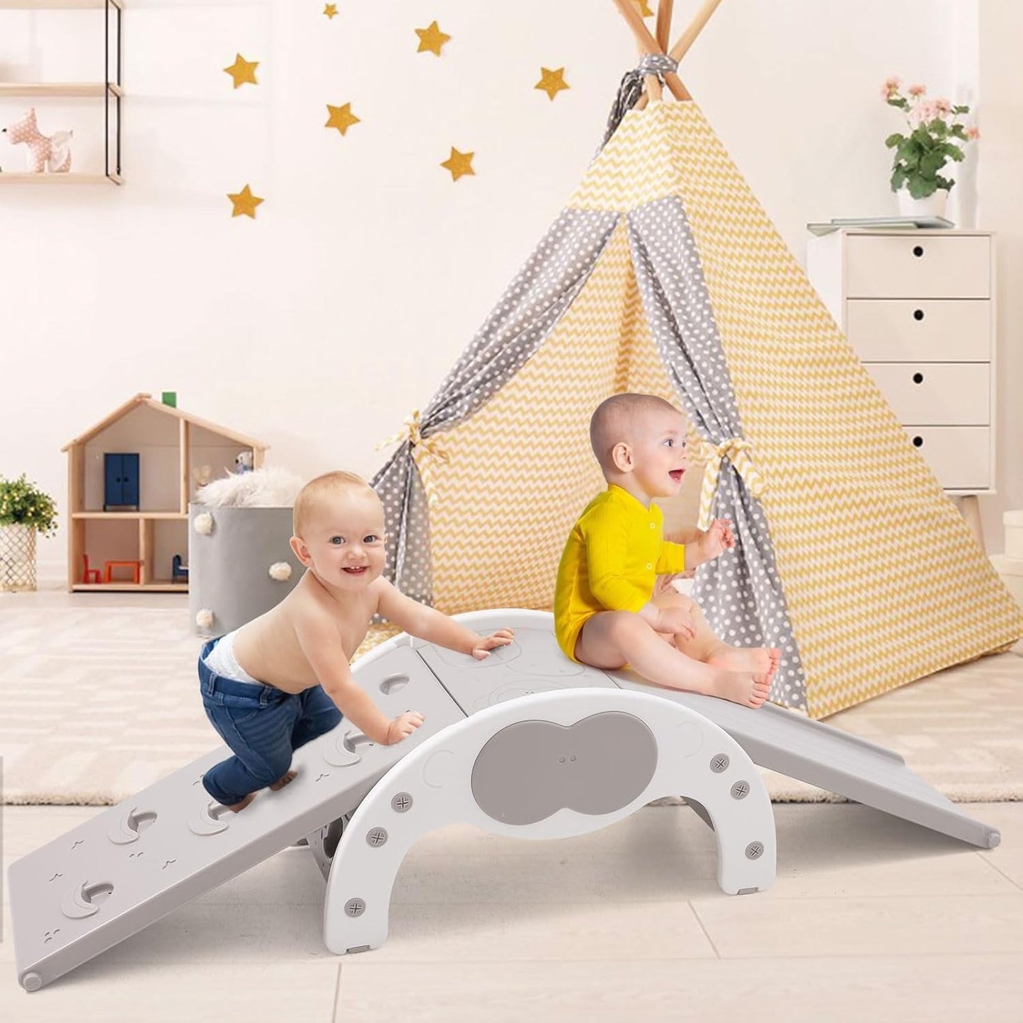 Kids Climbing Frame Slide Rocker 3 in 1 Toddler Montessori Indoor Play Gym Toy