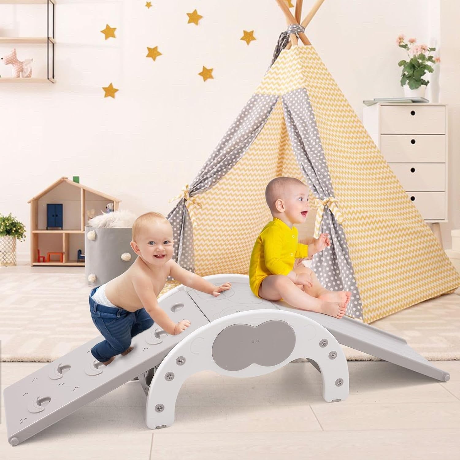 Kids Climbing Frame Slide Rocker 3 in 1 Toddler Montessori Indoor Play Gym Toy