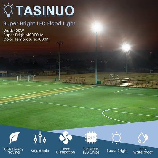 LED Flood Lights Outdoor 400W 40000LM IP67 Waterproof 6500K Security 2 Pack