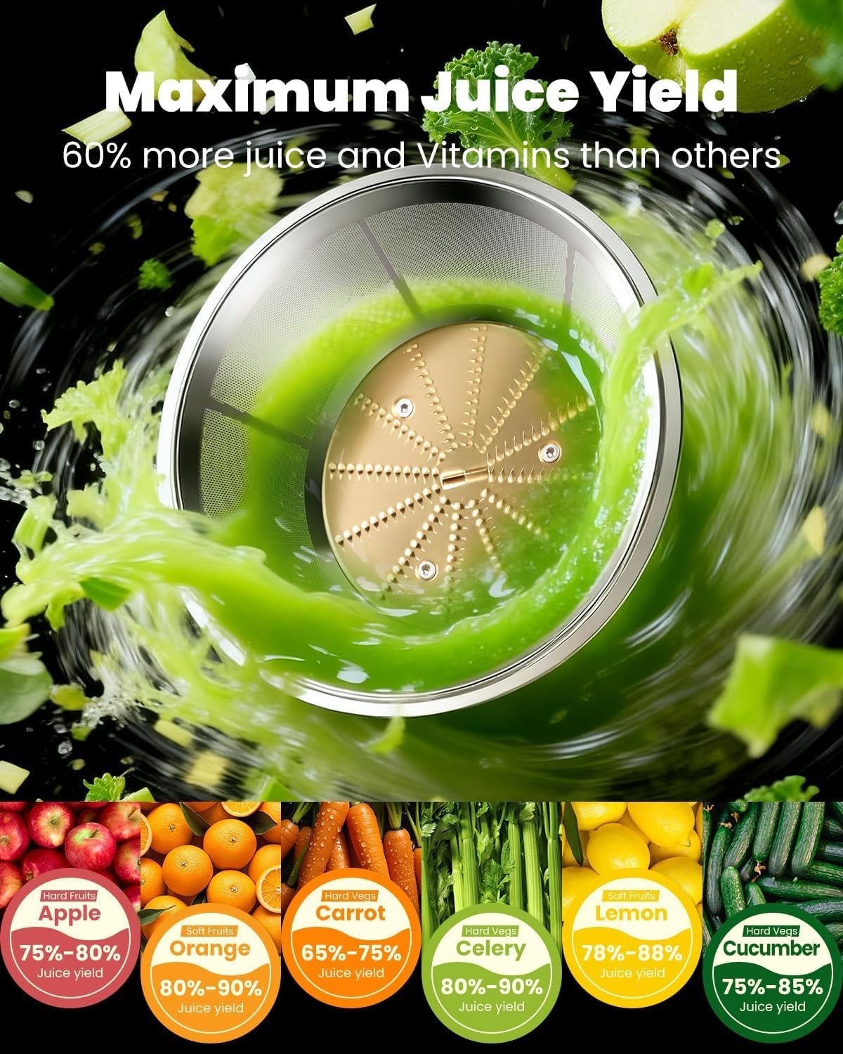 Juicer Machine Centrifugal Juice Extractor 1200W 2L 81mm Wide Mouth Fruit Veg