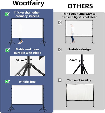 150 Inch Projector Screen Stand 16:9 4K HD Portable Foldable Outdoor Cinema