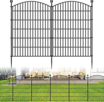 Metal Garden Fence Panels Dog Barrier 10 Panel Gate 102cm High 7.2m Long Black