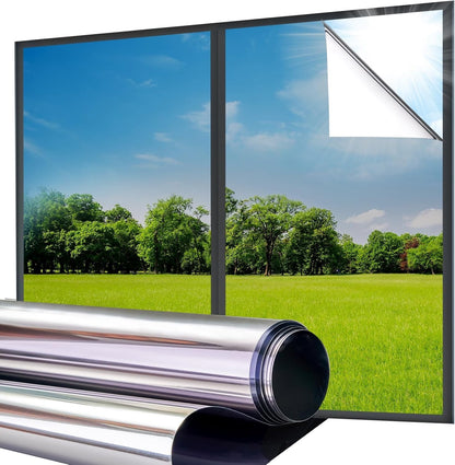 Window Film Privacy One Way Reflective Mirror Silver 90x300cm Static Cling UV