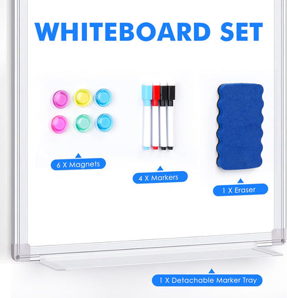 Magnetic Whiteboard Dry Erase Board 60x45cm Over Door Wall Mount Adjustable Hook
