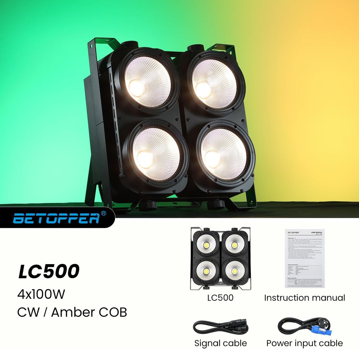 LED Stage Blinder Light 4x100W COB Amber Cool White DMX512 High CRI LC500 4-Eye