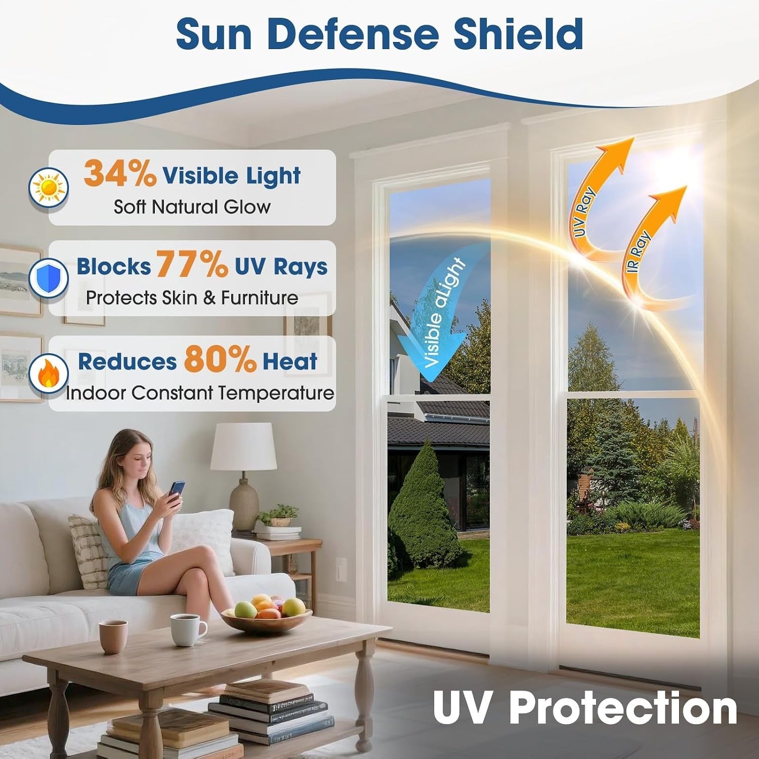 Window Film Privacy One Way Reflective Mirror Silver 90x300cm Static Cling UV