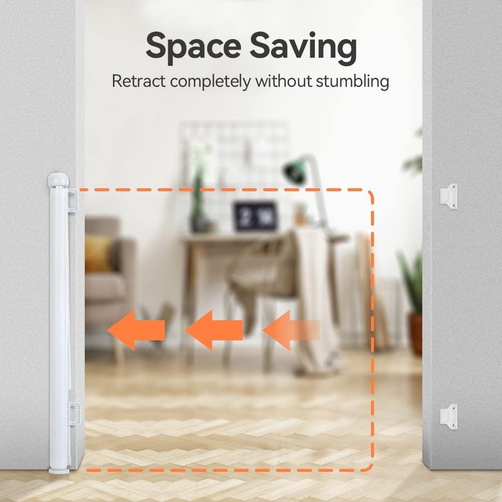 Retractable Baby Gate Extra Wide 180cm 84cm Tall White Child Pet Safety Mesh