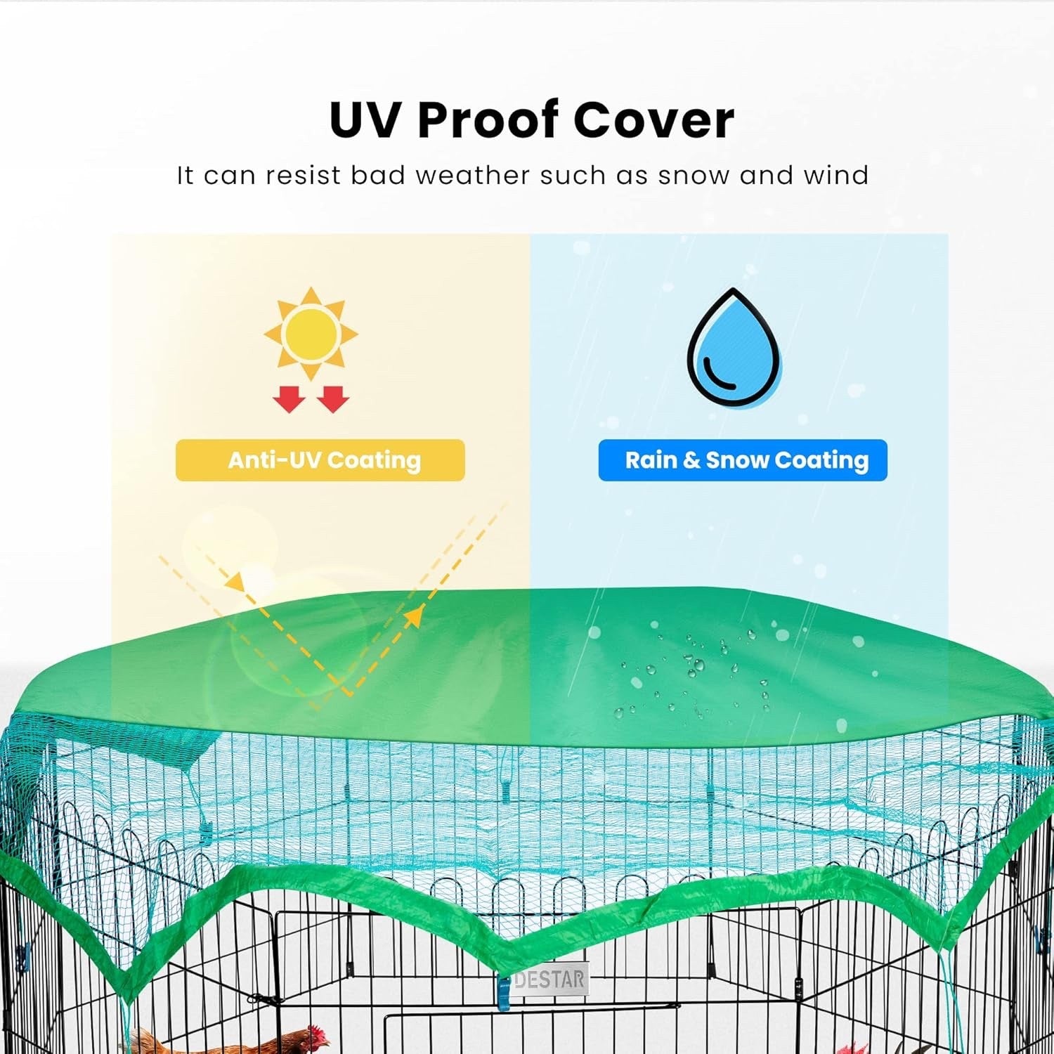 8 Panel Metal Chicken Coop Run Pen Outdoor Foldable Cage Cover Rabbit Duck