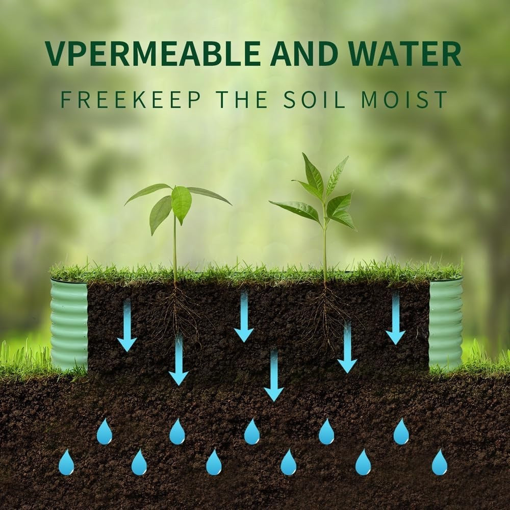 Byhagern Raised Garden Bed Outdoor Anti-Rust Planter Box for Veg & Flowers Green